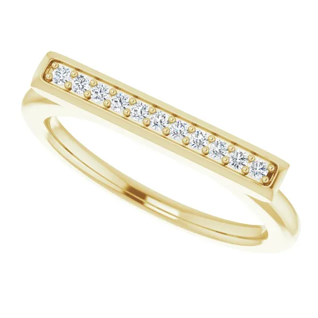 14K Yellow 1/10 CTW Diamond Bar Ring