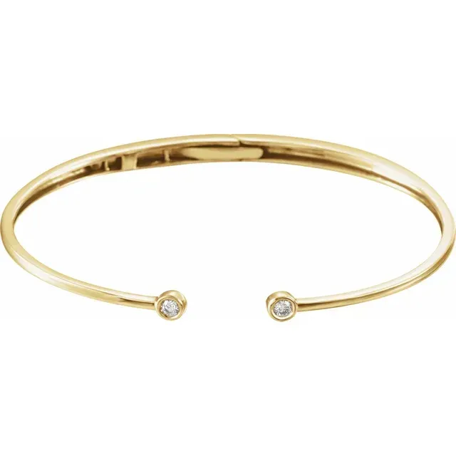 14K Yellow 1/6 CTW Diamond Hinged Cuff Bracelet