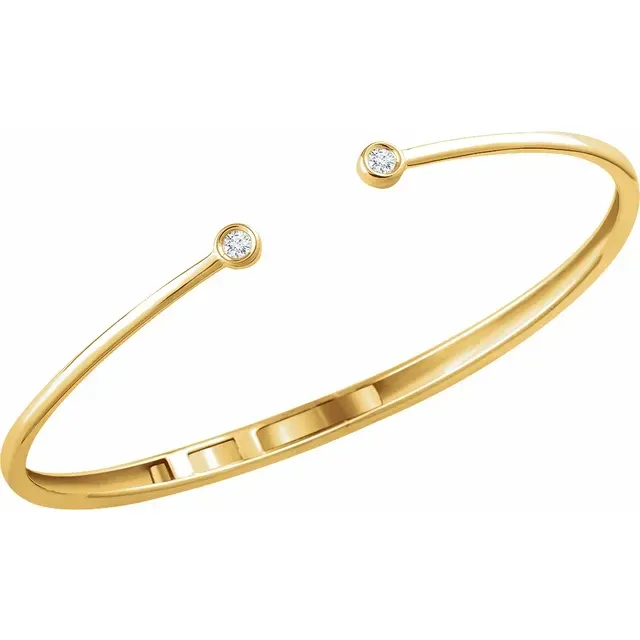 14K Yellow 1/6 CTW Diamond Hinged Cuff Bracelet