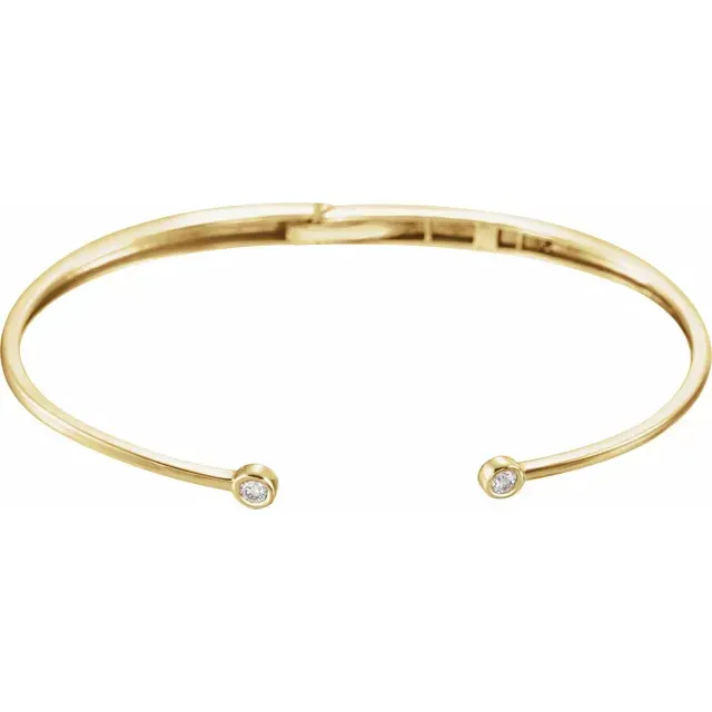 14K Yellow 1/6 CTW Diamond Hinged Cuff Bracelet