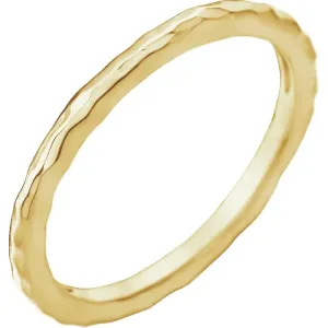 14K Yellow 1.8 mm Hammered Stackable Ring Size 7