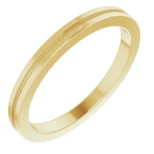 14K Yellow 2 mm Flat Edge Band with Milgrain  Size 5.5