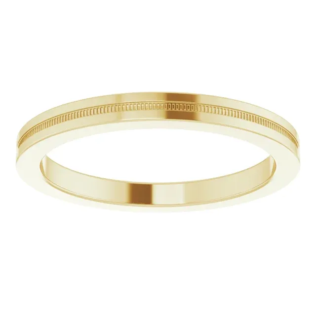 14K Yellow 2 mm Flat Edge Band with Milgrain  Size 5.5