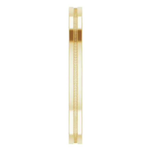 14K Yellow 2 mm Flat Edge Band with Milgrain  Size 5.5