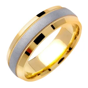 14K Yellow and White gold Milgrain Ring