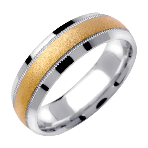 14K Yellow and White gold Milgrain Ring