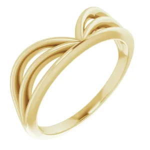 14K Yellow Crown "V" Ring