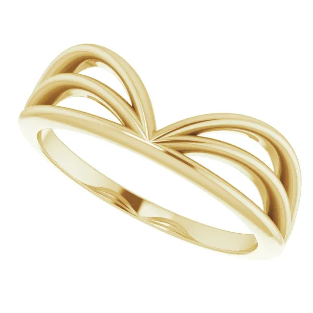 14K Yellow Crown "V" Ring