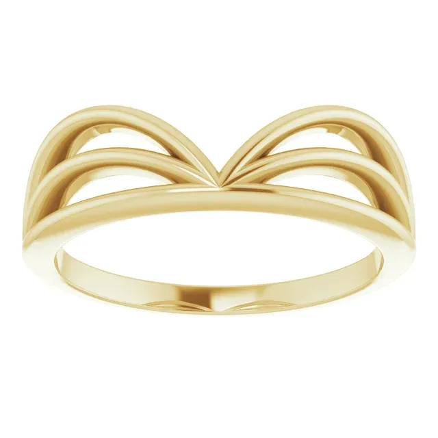 14K Yellow Crown "V" Ring