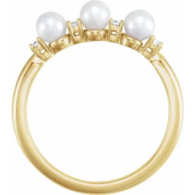 14K Yellow Freshwater Cultured Pearl & .05 CTW Diamond Ring