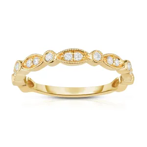 14K Yellow Gold 1/10Ct Diamond  Stackable Band