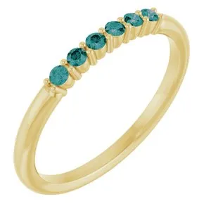 14K Yellow Natural Alexandrite Stackable Ring