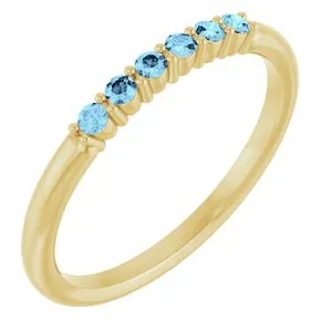 14K Yellow Natural Aquamarine Stackable Ring