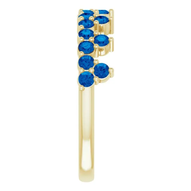 14K Yellow Natural Blue Sapphire Crown Ring