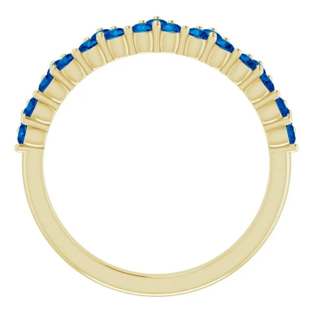 14K Yellow Natural Blue Sapphire Crown Ring