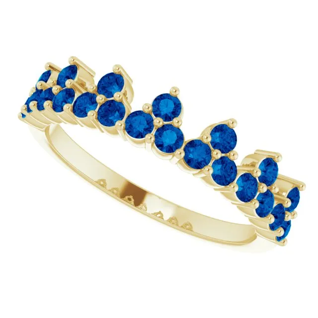 14K Yellow Natural Blue Sapphire Crown Ring