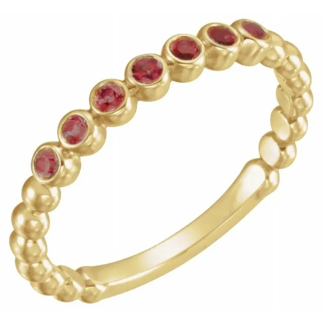 14K Yellow Natural Mozambique Garnet Stackable Ring