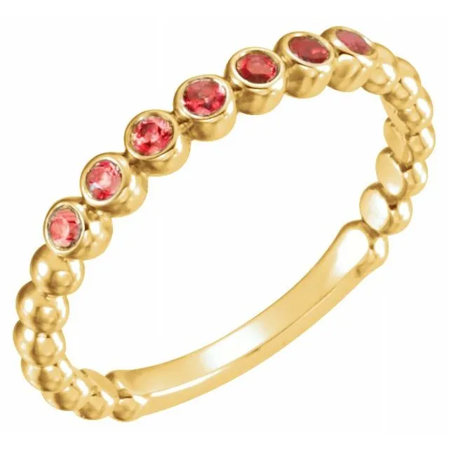 14K Yellow Natural Mozambique Garnet Stackable Ring