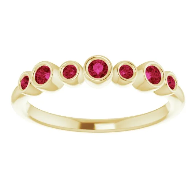 14K Yellow Natural Ruby Bezel-Set Ring