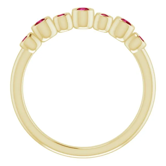 14K Yellow Natural Ruby Bezel-Set Ring
