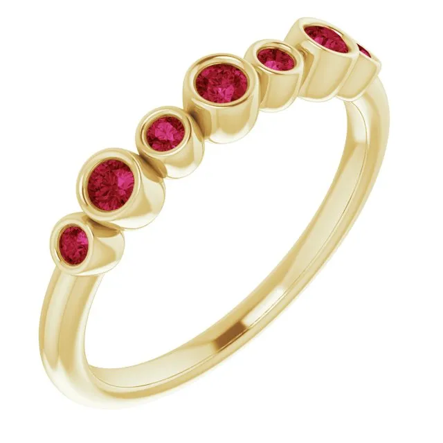 14K Yellow Natural Ruby Bezel-Set Ring