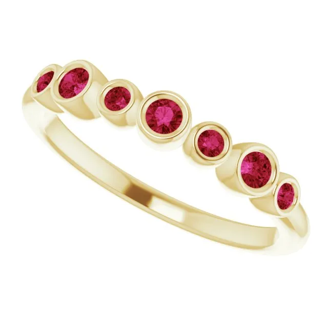 14K Yellow Natural Ruby Bezel-Set Ring