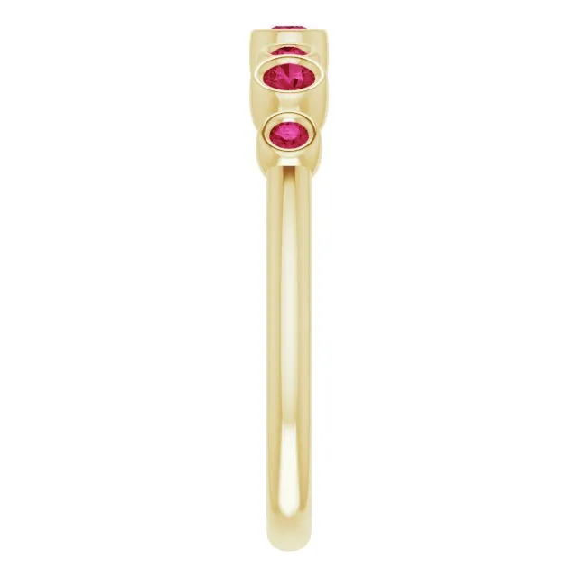 14K Yellow Natural Ruby Bezel-Set Ring