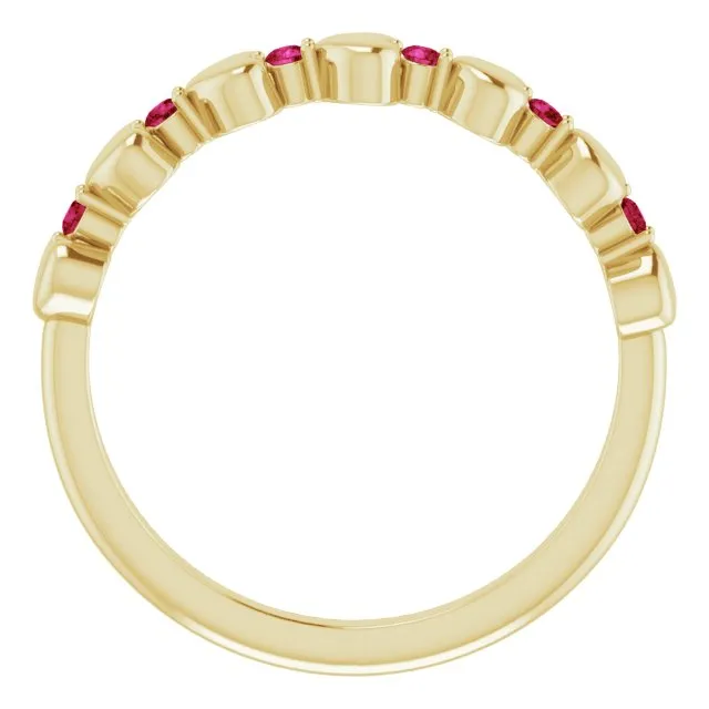 14K Yellow Natural Ruby Heart Stackable Ring