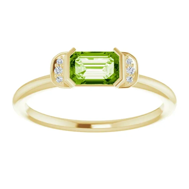 14K Yellow Peridot & .02 CTW Diamond Stackable Ring