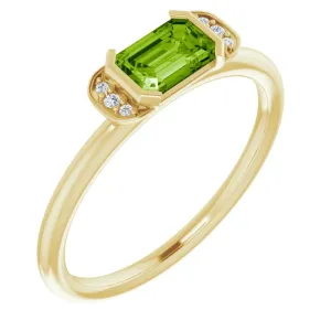 14K Yellow Peridot & .02 CTW Diamond Stackable Ring