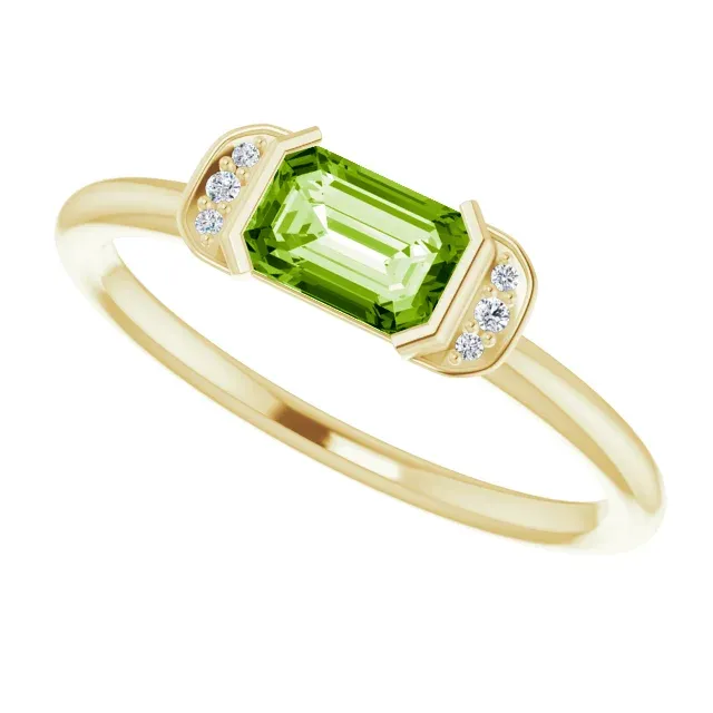14K Yellow Peridot & .02 CTW Diamond Stackable Ring