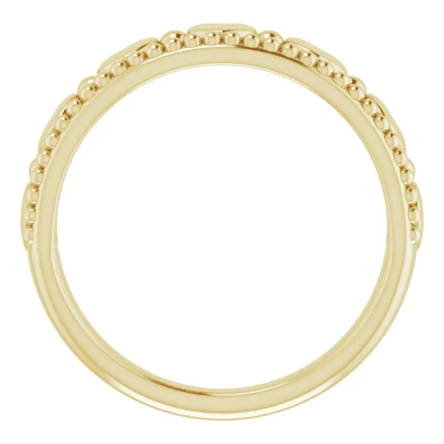 14K Yellow Stackable Beaded Heart Ring