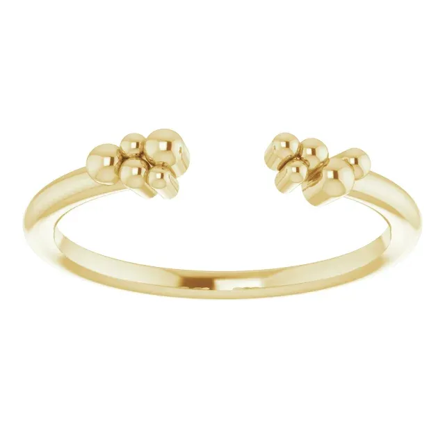 14K Yellow Stackable Beaded Negative Space Ring
