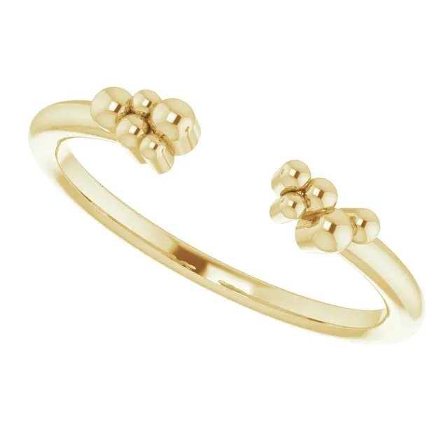 14K Yellow Stackable Beaded Negative Space Ring