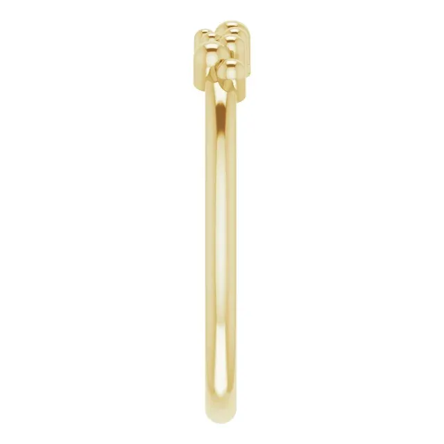 14K Yellow Stackable Beaded Negative Space Ring