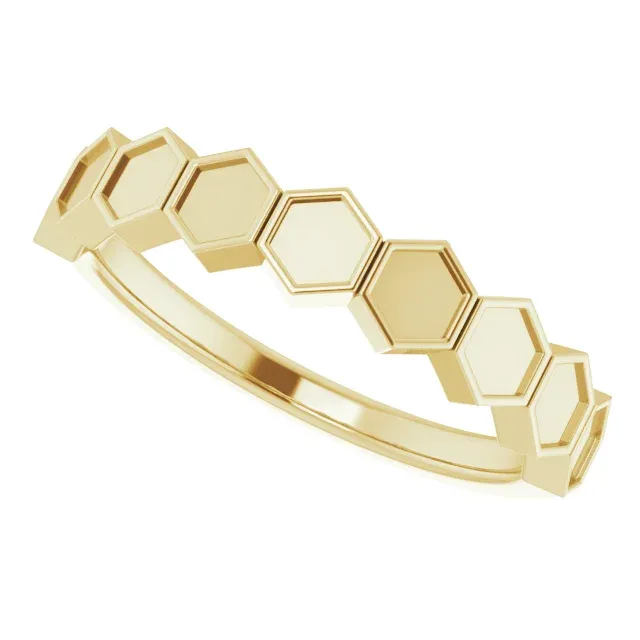 14K Yellow Stackable Geometric Ring
