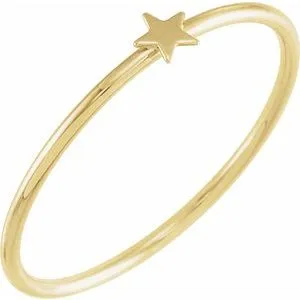 14K Yellow Stackable Star Ring Size 6