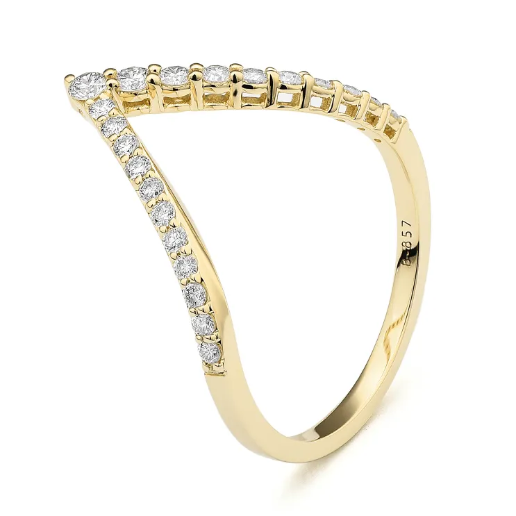 14kt Gold Wishbone Stackable Ring, 0.45TCW