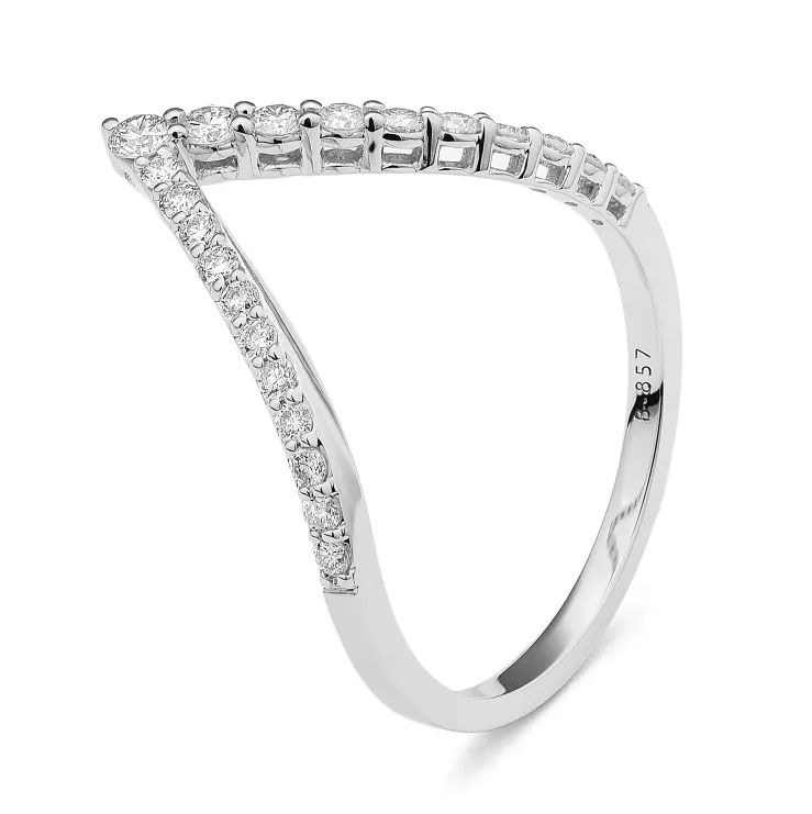 14kt Gold Wishbone Stackable Ring, 0.45TCW