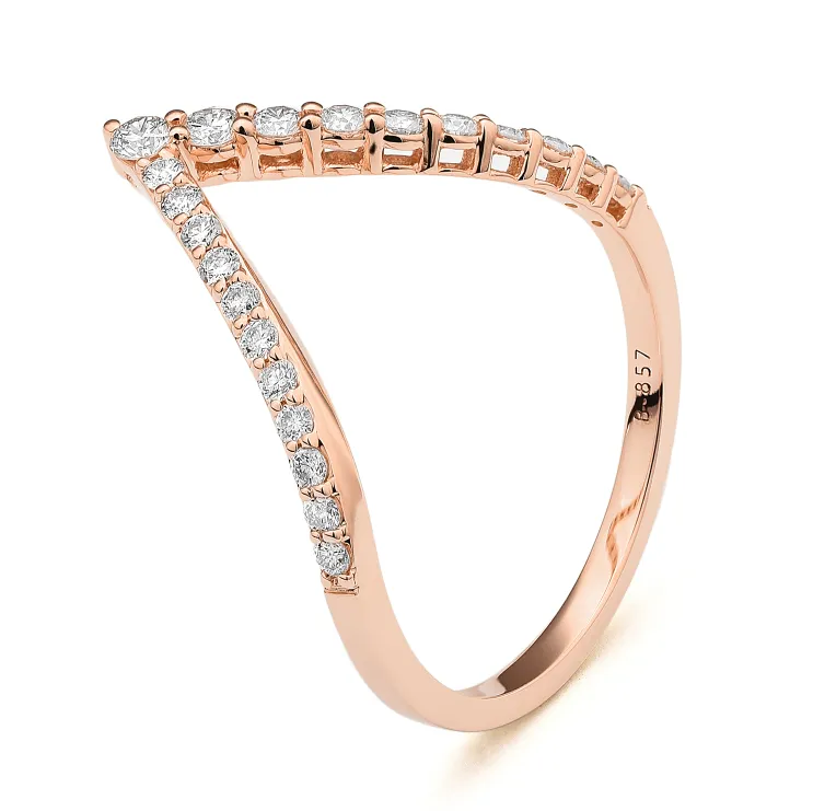 14kt Gold Wishbone Stackable Ring, 0.45TCW