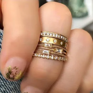 18K Gold Plated Classic Stackable Pae 7 Ring Set