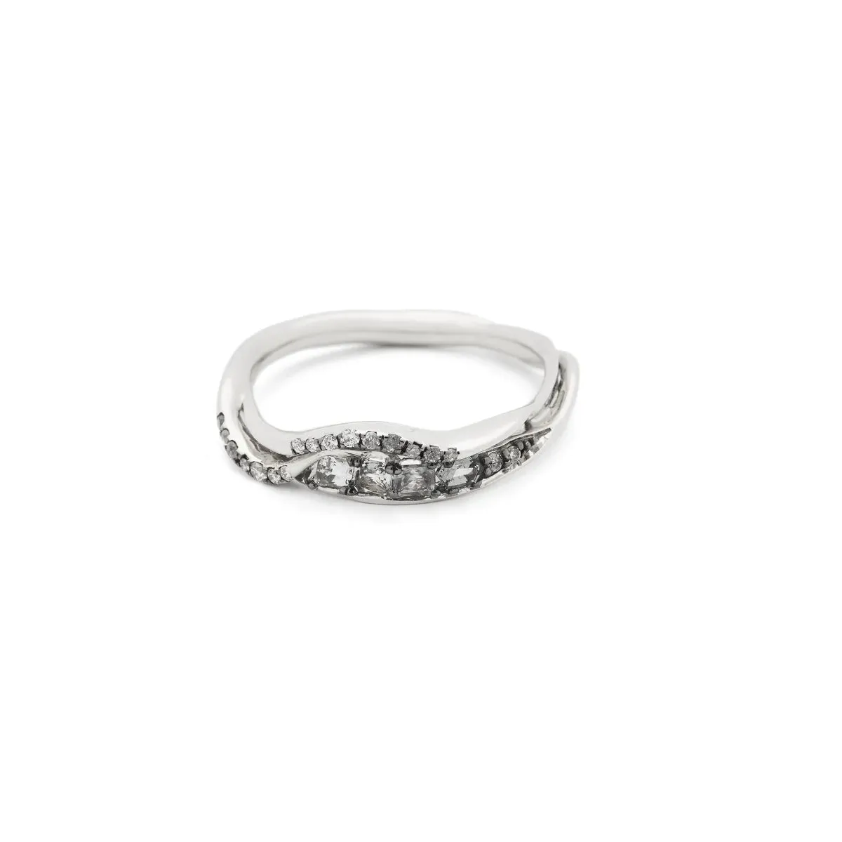18K White Gold Inhale Diamond Stackable Ring