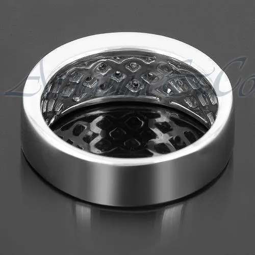 18K White Solid Gold Womens Diamond Wedding Ring Band 0.81 Ctw