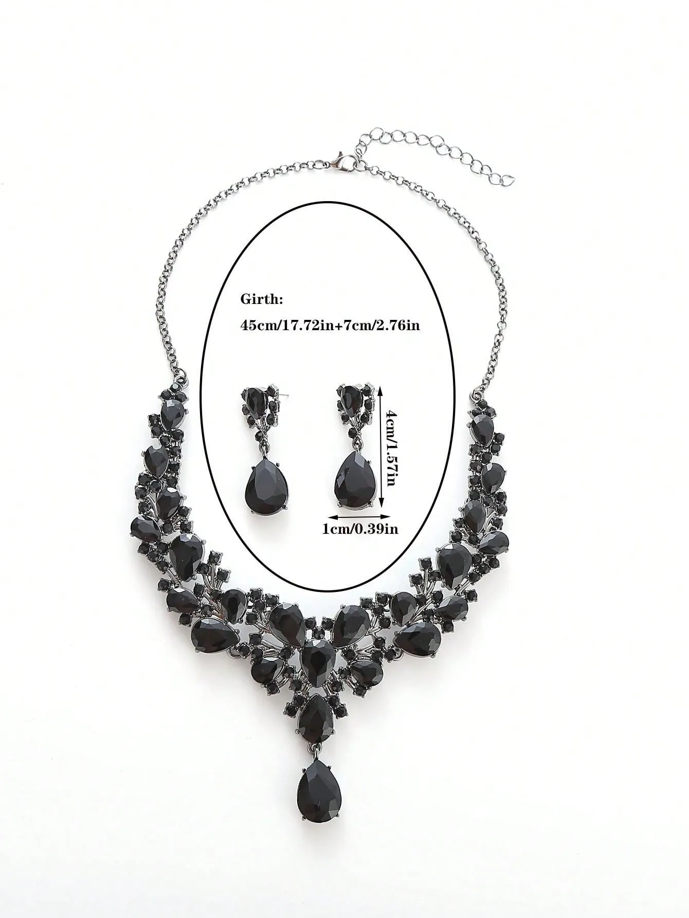 2pcs Rhinestone Inlaid Necklace And Earring Set
