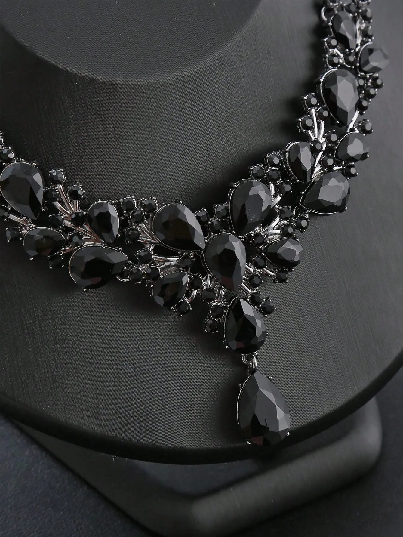2pcs Rhinestone Inlaid Necklace And Earring Set