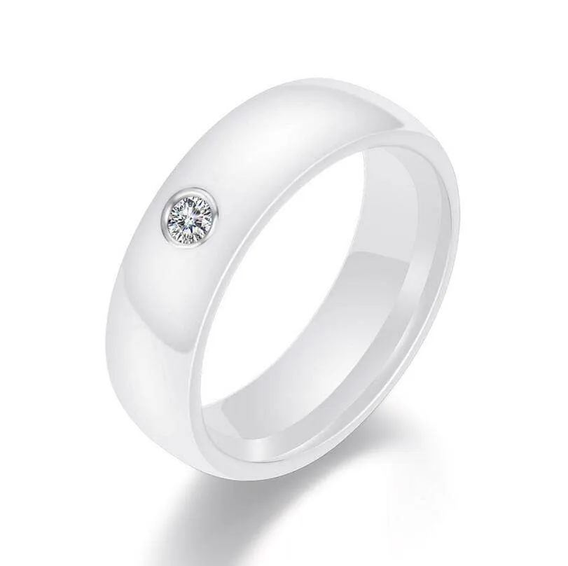 6mm Ceramic Wedding Band with Round Diamond
