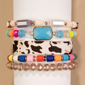 74725 - Leopard and Beaded Bracelet - Multi