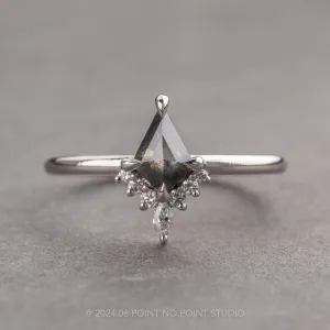.86 Carat Black Speckled Kite Diamond Engagement Ring, Ava Setting, Platinum