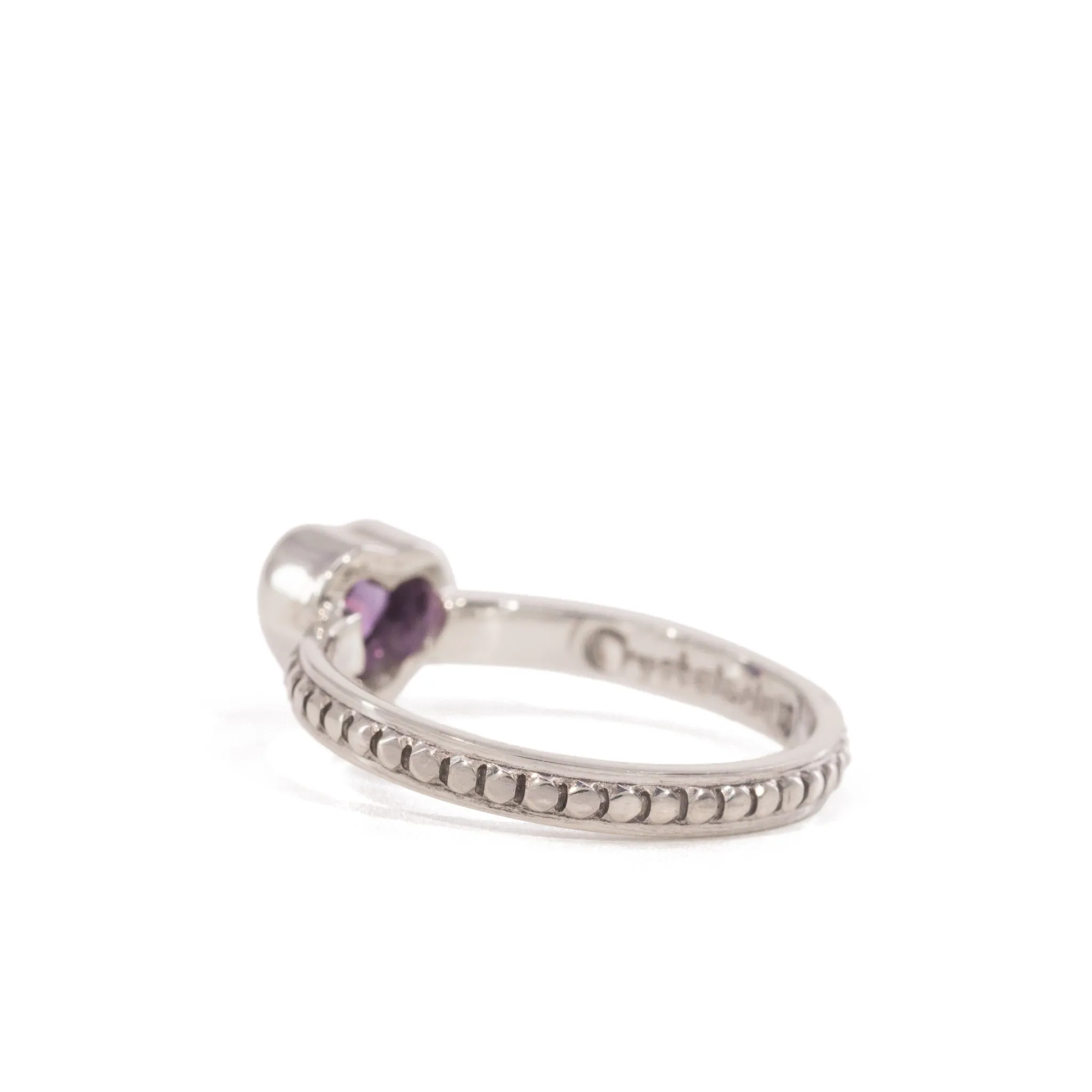 Amethyst Heart 0.59 Carat Sterling Silver Handcrafted Gemstone Ring