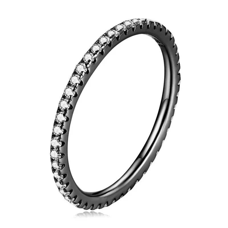 BAMOER 925 Silver Rainbow CZ Eternity Ring